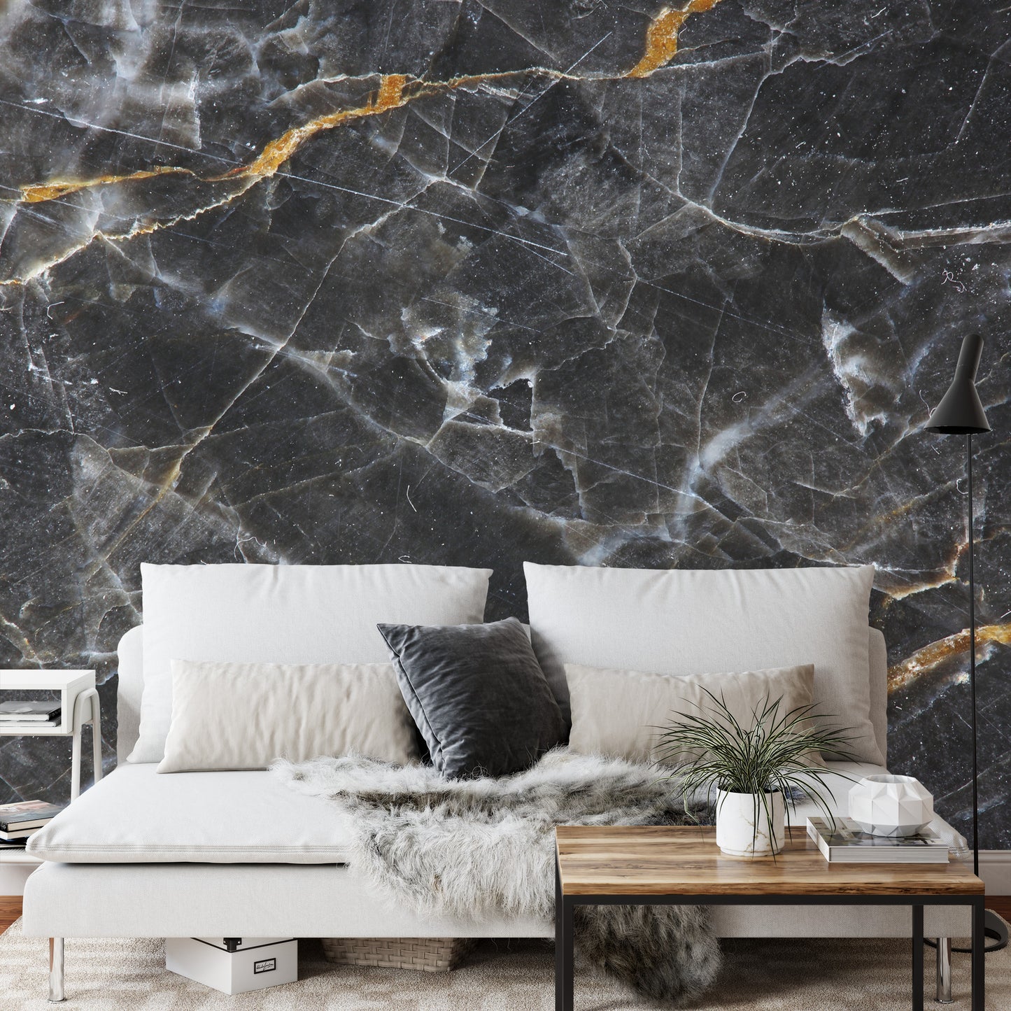 Photomural Marble In Grey Tones