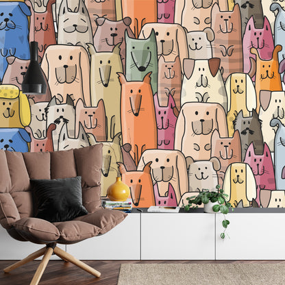 Photomural Colorful Cartoon Dogs
