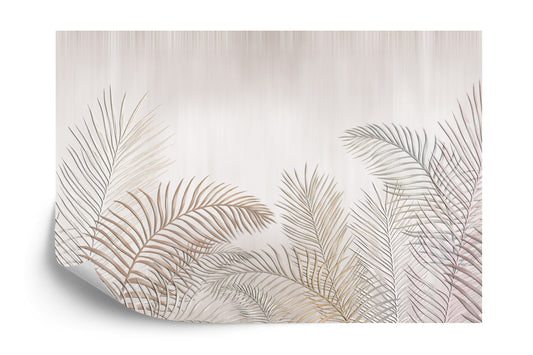 Photomural Palm Leaves On A Light Background