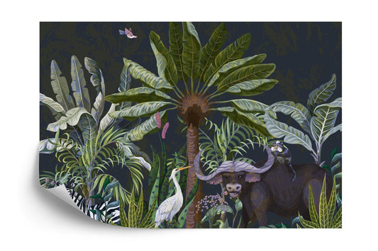 Photomural Animals Amidst Palm Trees And Plants