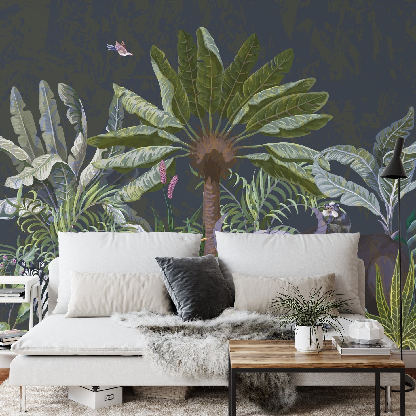 Photomural Animals Amidst Palm Trees And Plants