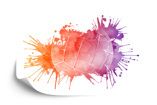 Photomural Volleyball Ball Painted With Watercolor