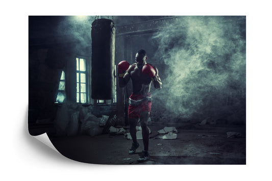 Photomural Boxer In A Smoky Room