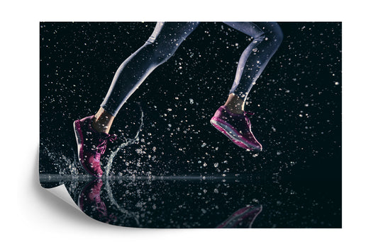 Photomural Sprinter Running In The Rain 3D