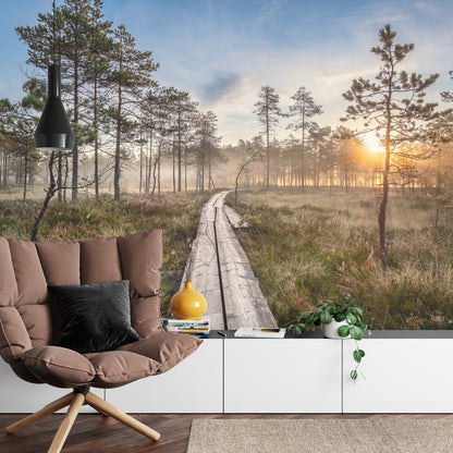 Photomural Wooden Path In The Forest
