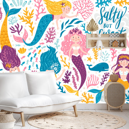Photomural Mermaid And Coral Reef
