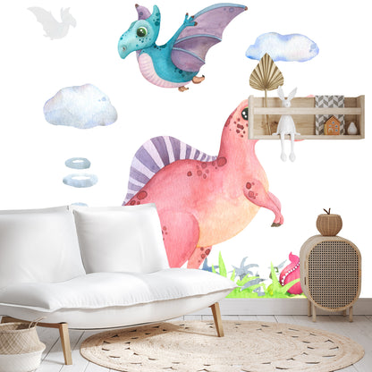 Photomural Watercolor Dinosaurs