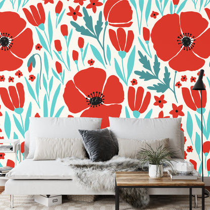 Photomural Poppies Flowers
