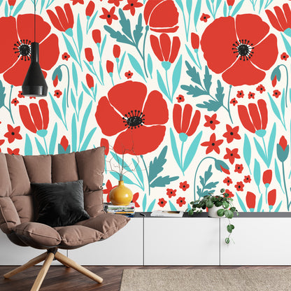 Photomural Poppies Flowers