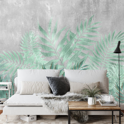 Photomural Fern On Concrete Background