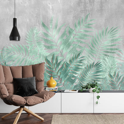 Photomural Fern On Concrete Background