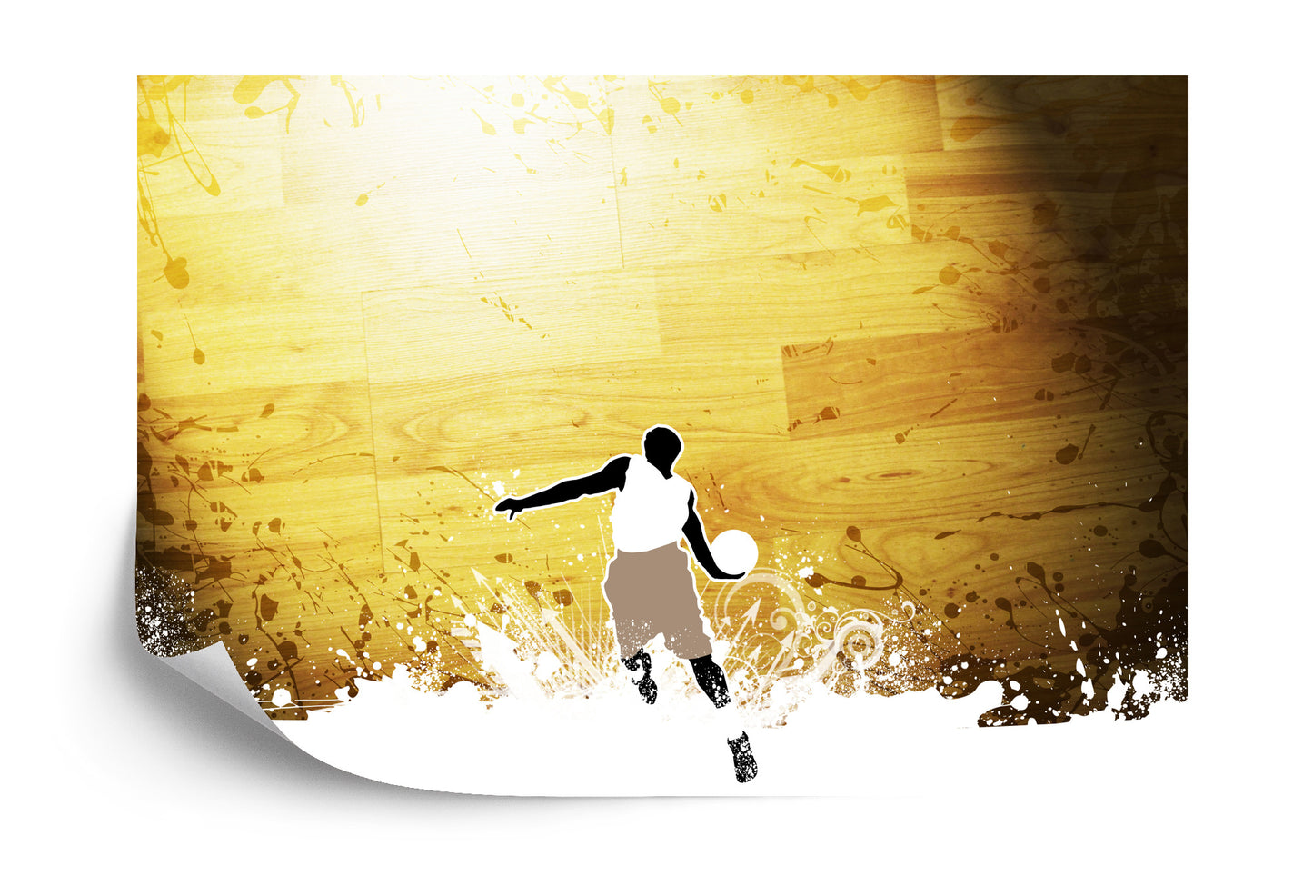 Photomural Basketball Player On A Background Of Planks