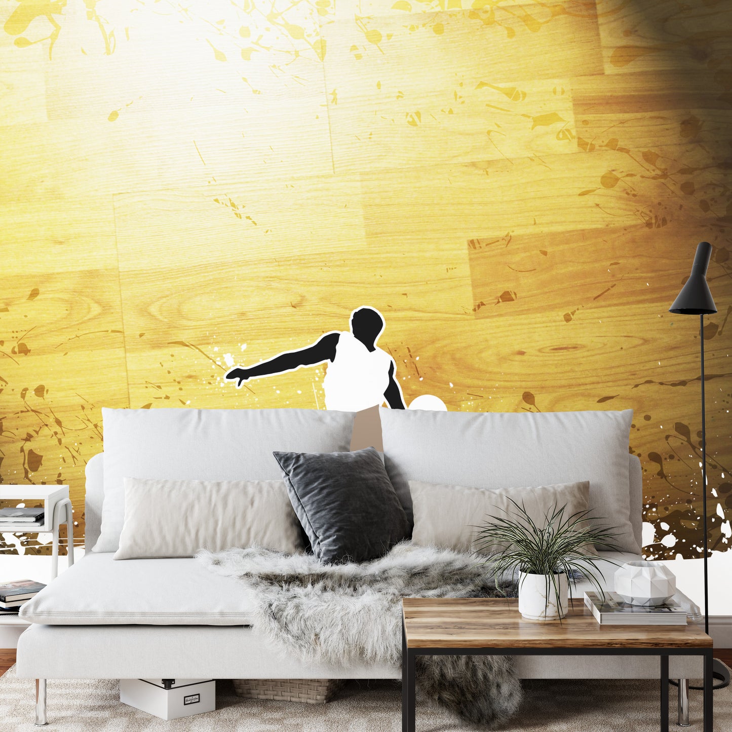 Photomural Basketball Player On A Background Of Planks