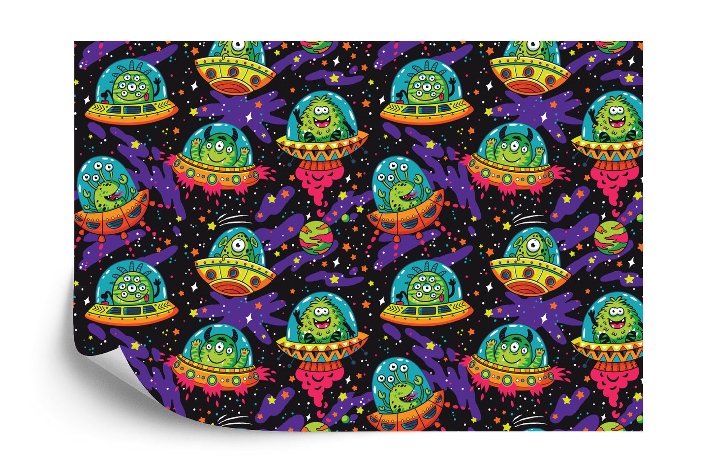 Photomural Colorful Crazy Ufo