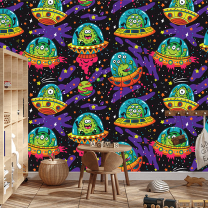 Photomural Colorful Crazy Ufo
