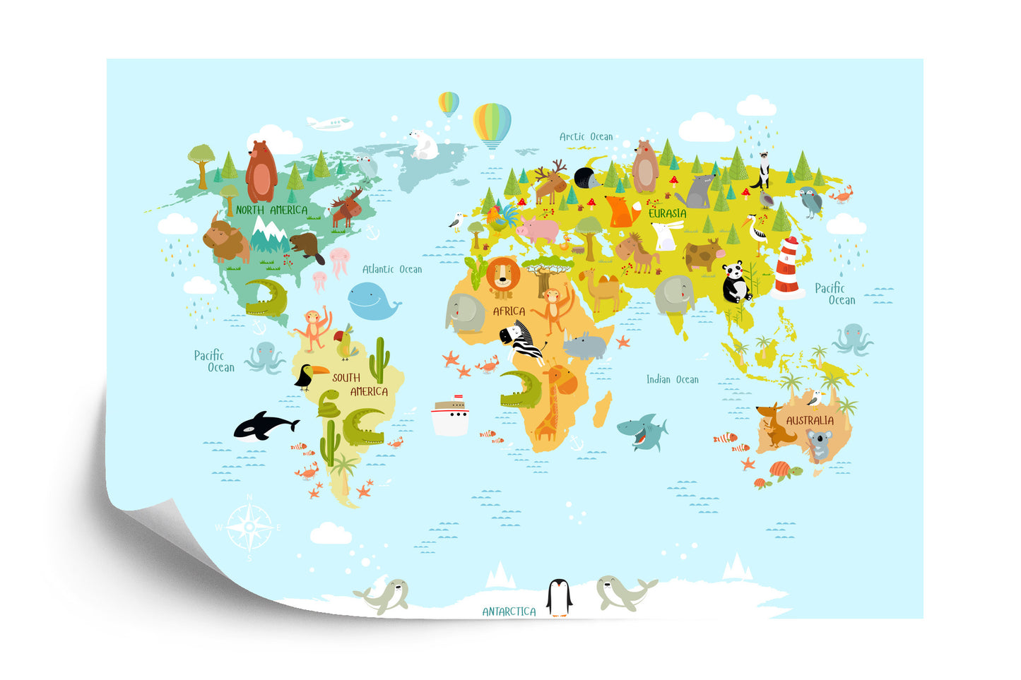 Photomural Animals Of The World Map Iq-1267