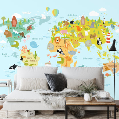 Photomural Animals Of The World Map Iq-1267