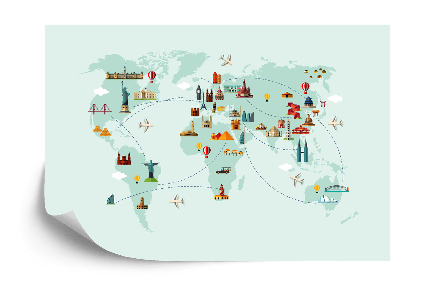 Photomural World Map Big Sights Iq-1271