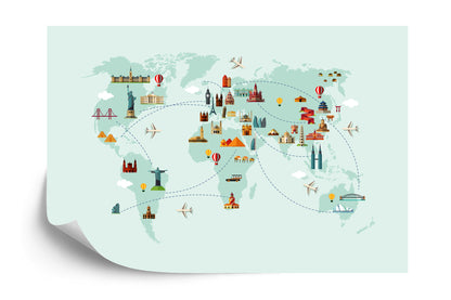 Photomural World Map Big Sights Iq-1271