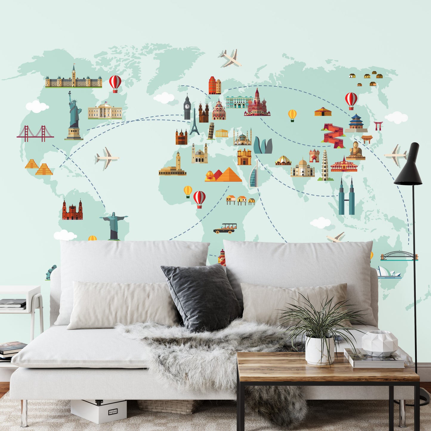 Photomural World Map Big Sights Iq-1271