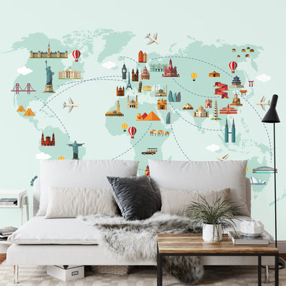 Photomural World Map Big Sights Iq-1271