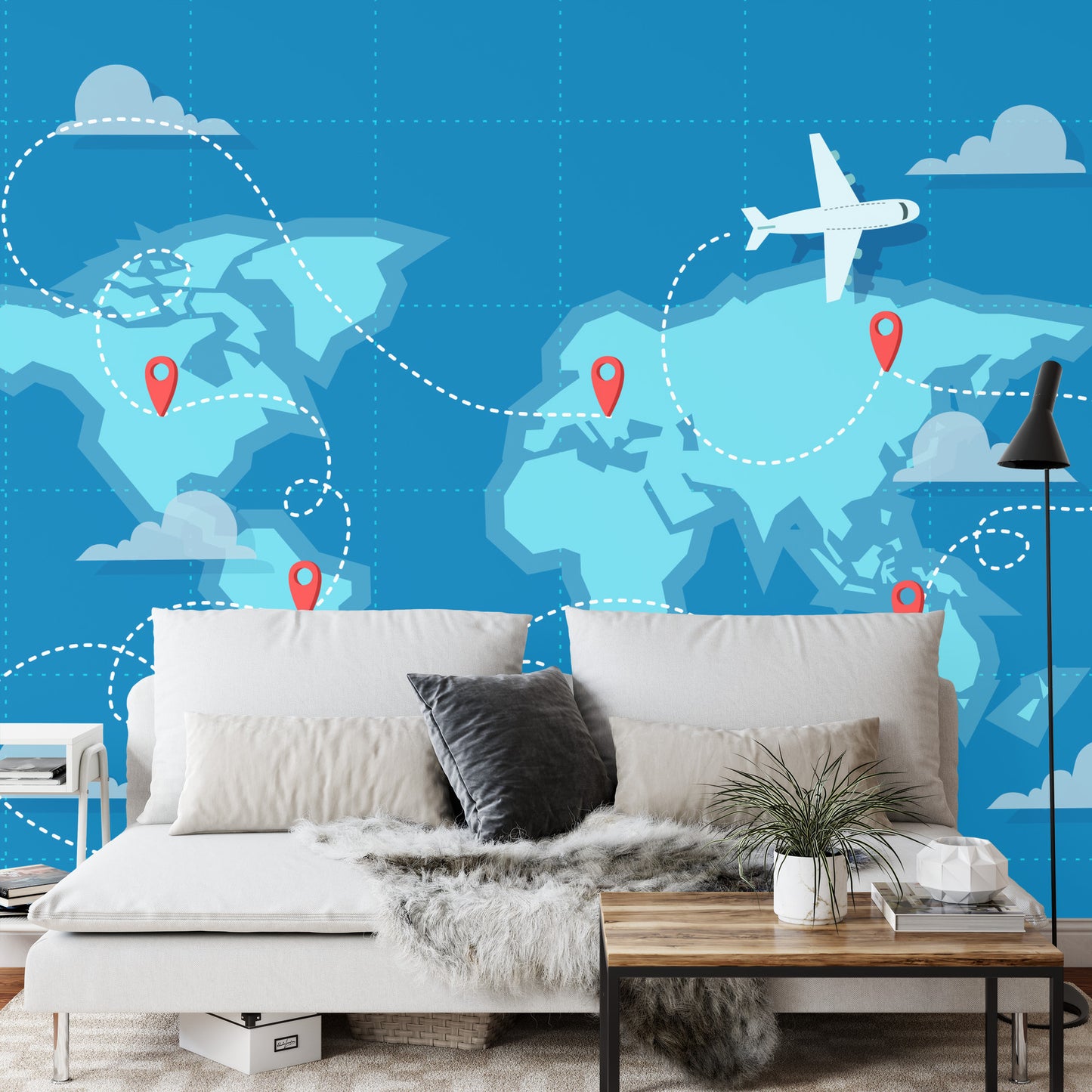 Photomural World Map Fly Iq-1273