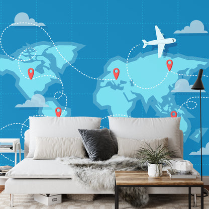 Photomural World Map Fly Iq-1273