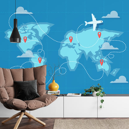 Photomural World Map Fly Iq-1273