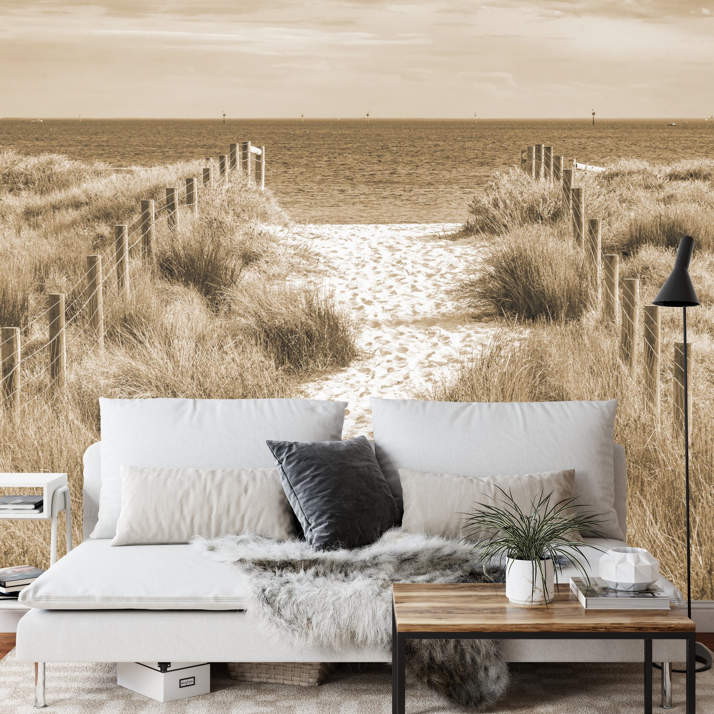 Photomural Let's Go Down To The Beach Sepia Iq-1212-C