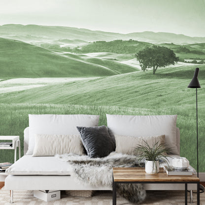 Photomural Rolling Hills Faded Vintage In Green Iq-1241-E