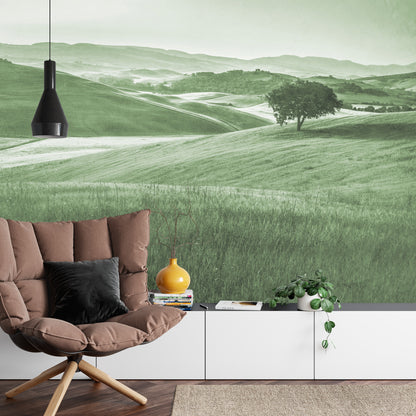 Photomural Rolling Hills Faded Vintage In Green Iq-1241-E