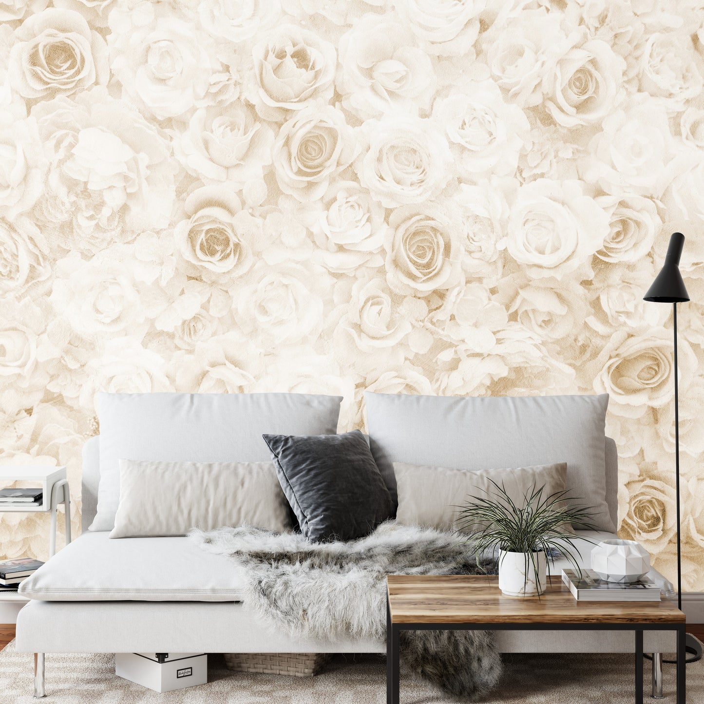 Photomural Floral Faded Vinage Sepia Iq-1221-B