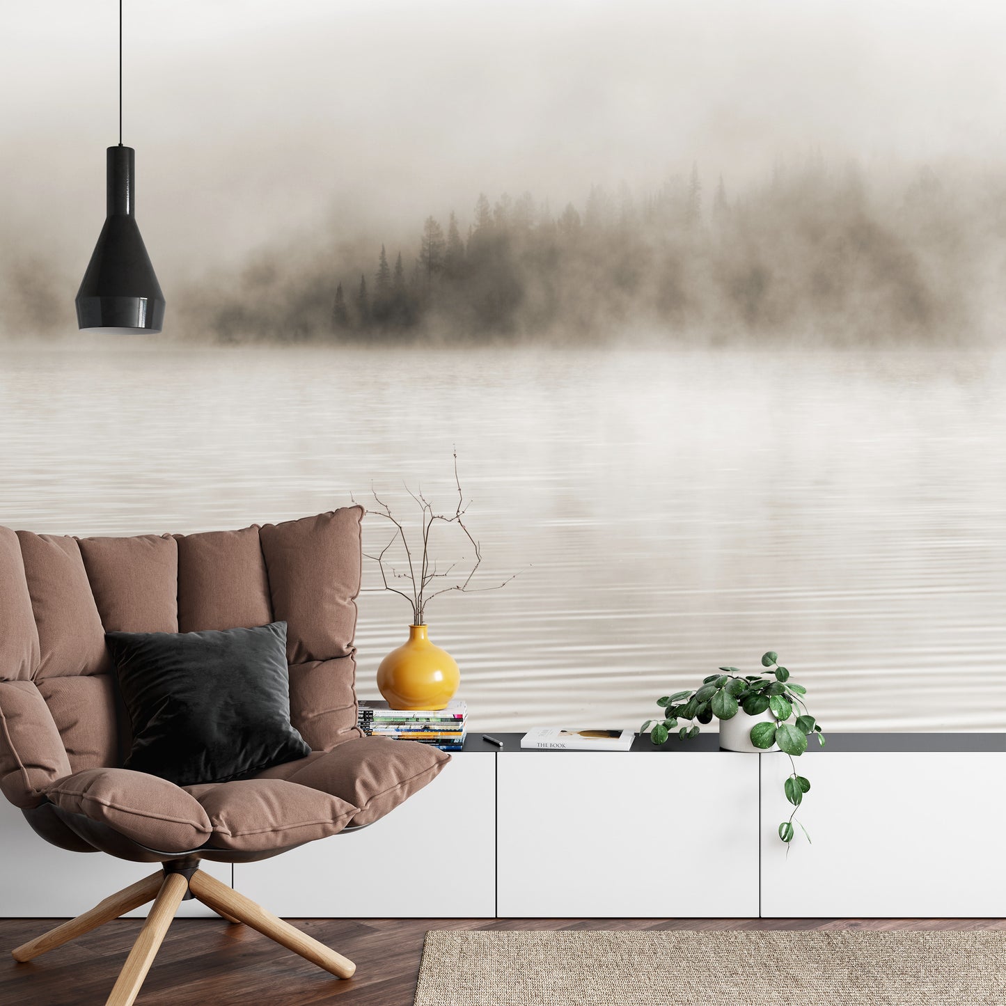 Photomural Mist On The Water In Sepia Iq-1228-B