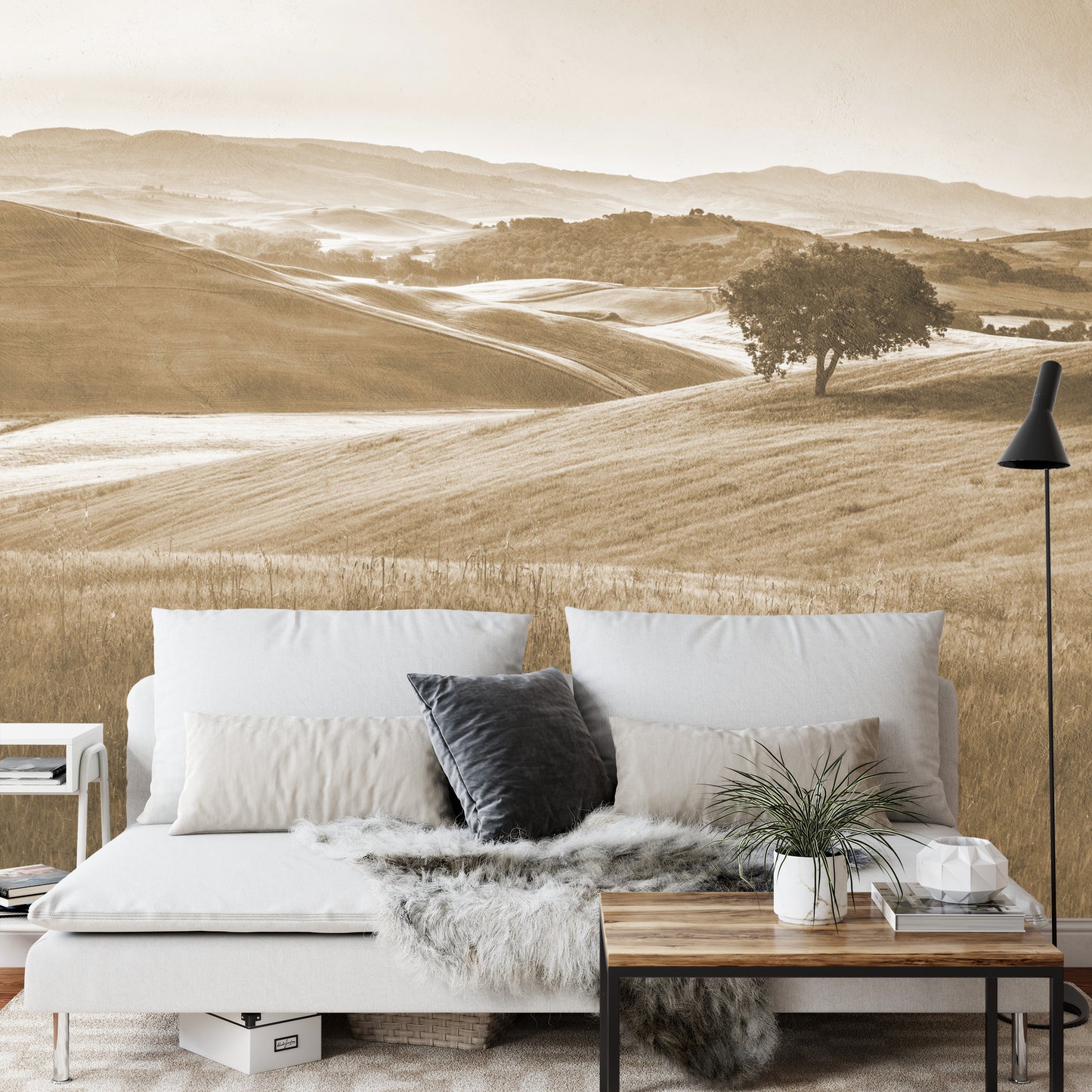 Photomural Rolling Hills Faded Vintage In Sepia Iq-1241-B