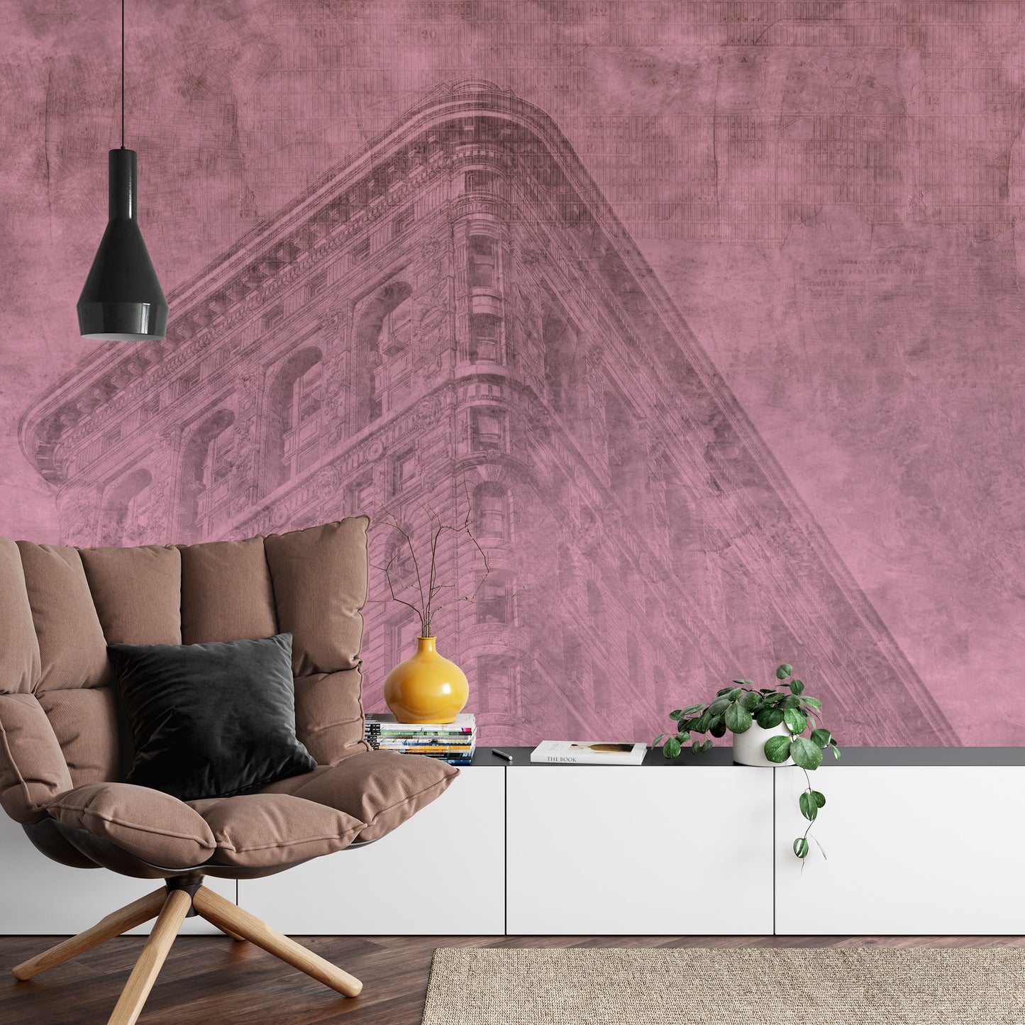 Photomural New York City Grunge Ii Pink Iq-1206-D