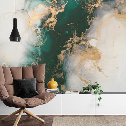 Photomural Marble Ink Abstract Art From Exquisite Original Painting For Abstract Background . Painting Was Painted Pattern Of Ombre Alcohol Ink .