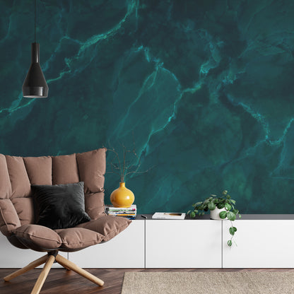 Photomural Dark Green Marble Texture Background With High Resolution, Top View Of Natural Tiles Stone In Luxury And Seamless Glitter Pattern.