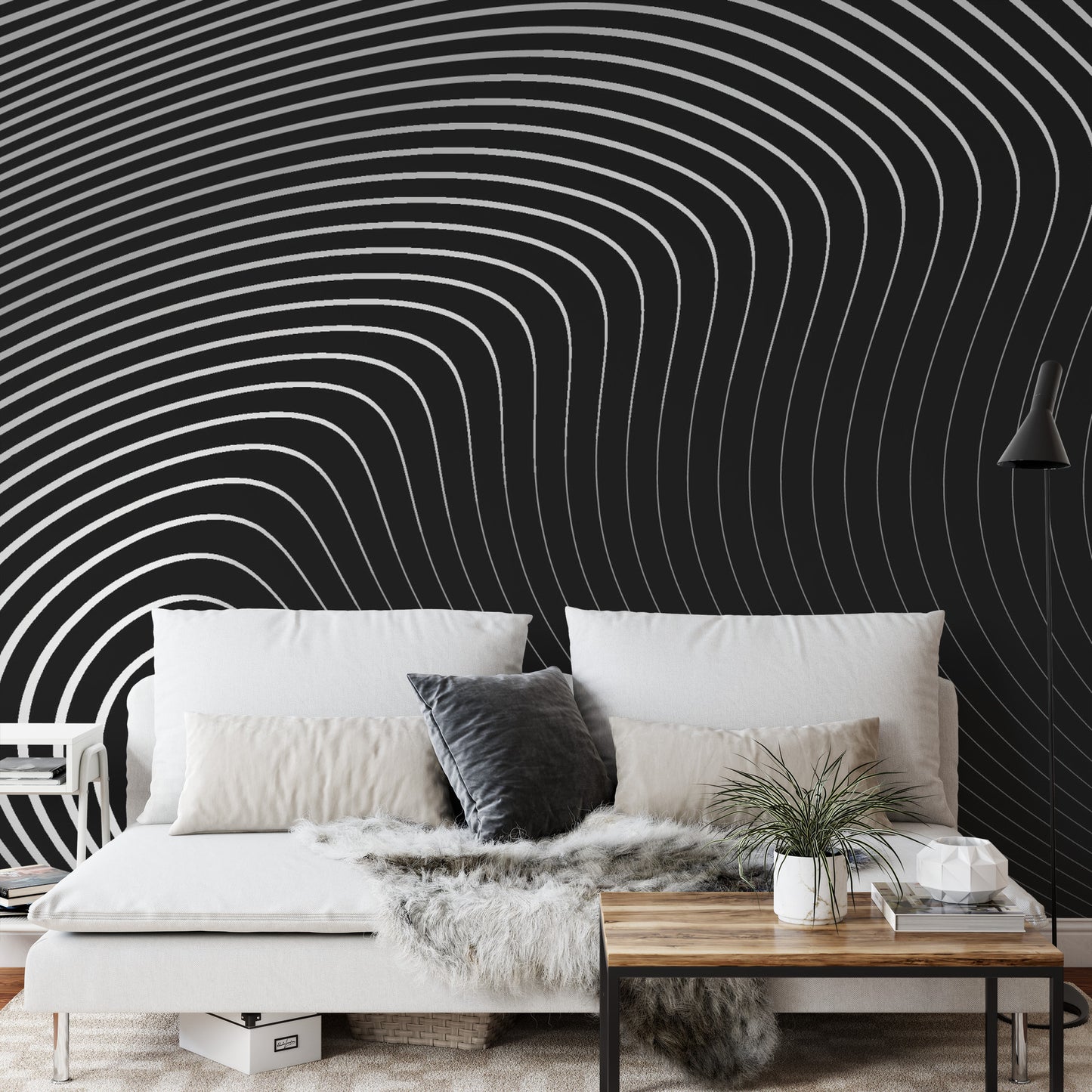 Photomural Of The Gray Pattern Of Lines . Eps10.