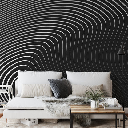 Photomural Of The Gray Pattern Of Lines . Eps10.