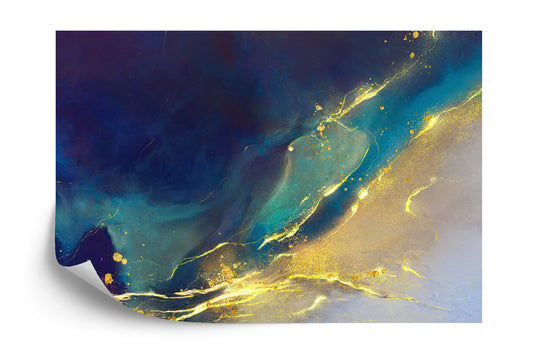 Photomural Golden Abstract Elements With Watercolor Texture