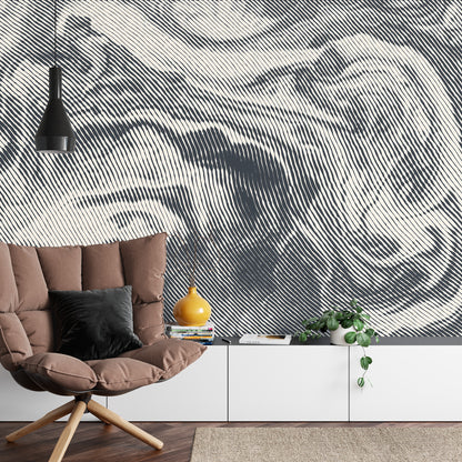 Photomural Abstract Halftone Background, Retro Engraving Style.