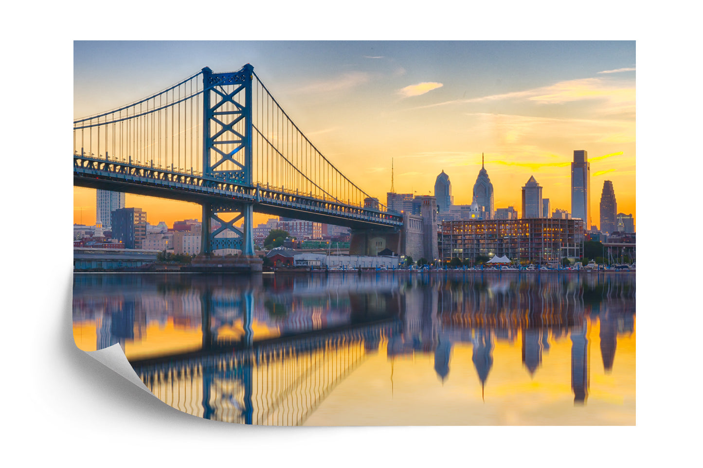 Photomural Philadelphia Sunset Skyline Refection