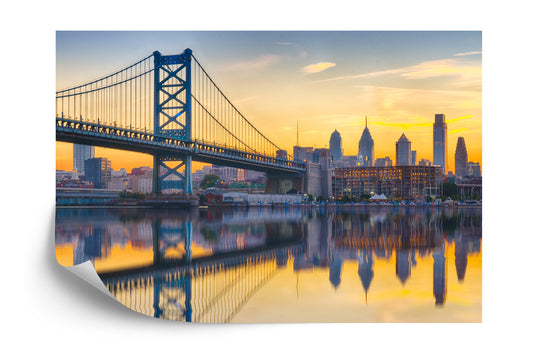 Photomural Philadelphia Sunset Skyline Refection