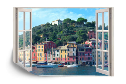 Photomural Pen Window View To Old Portofino, Italy