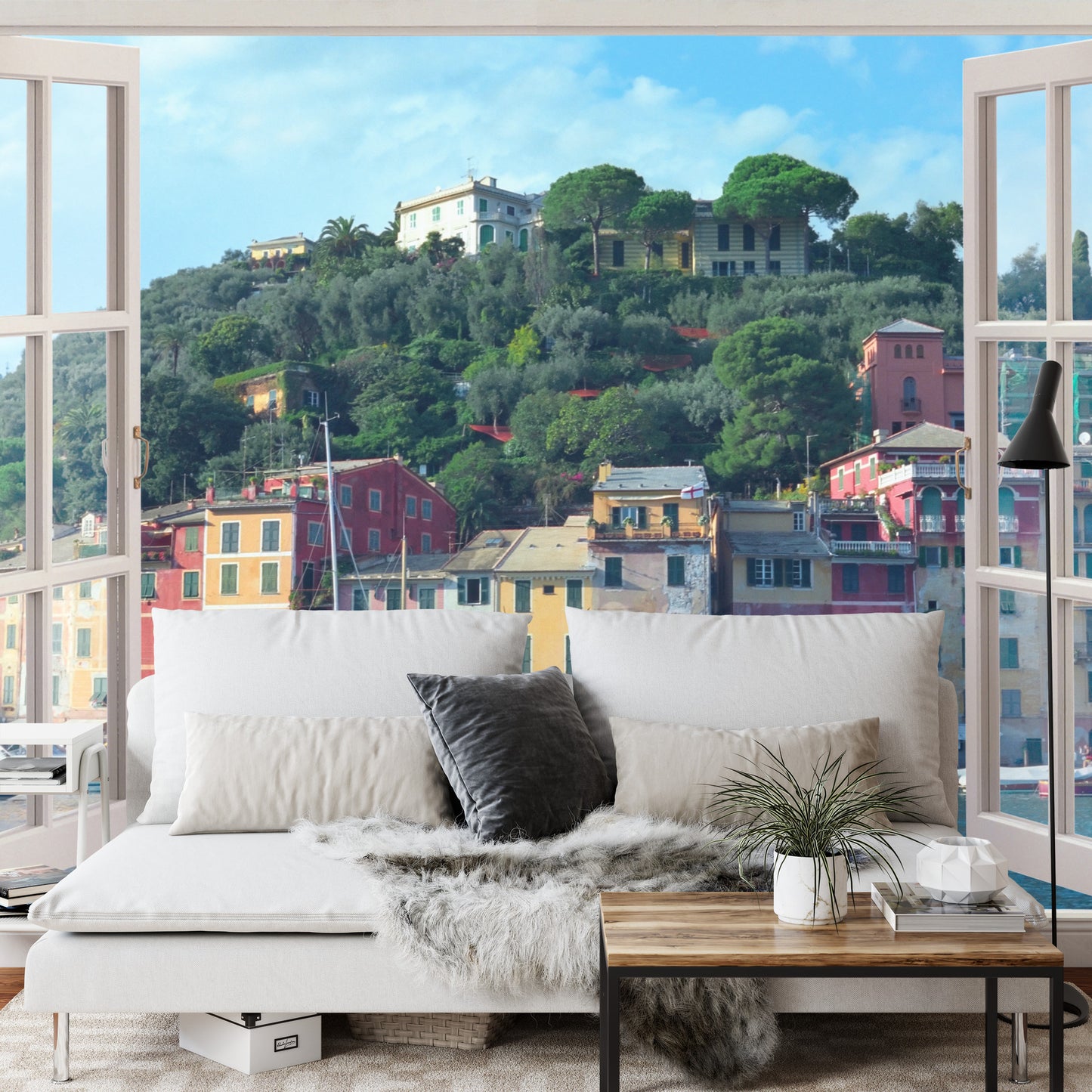 Photomural Pen Window View To Old Portofino, Italy