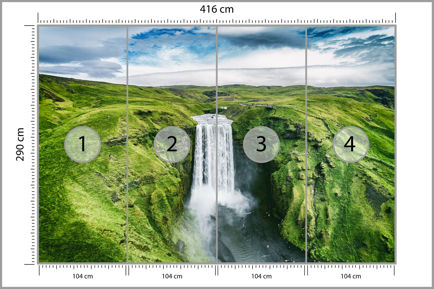 Photomural Aerial View Of A 3D Waterfall