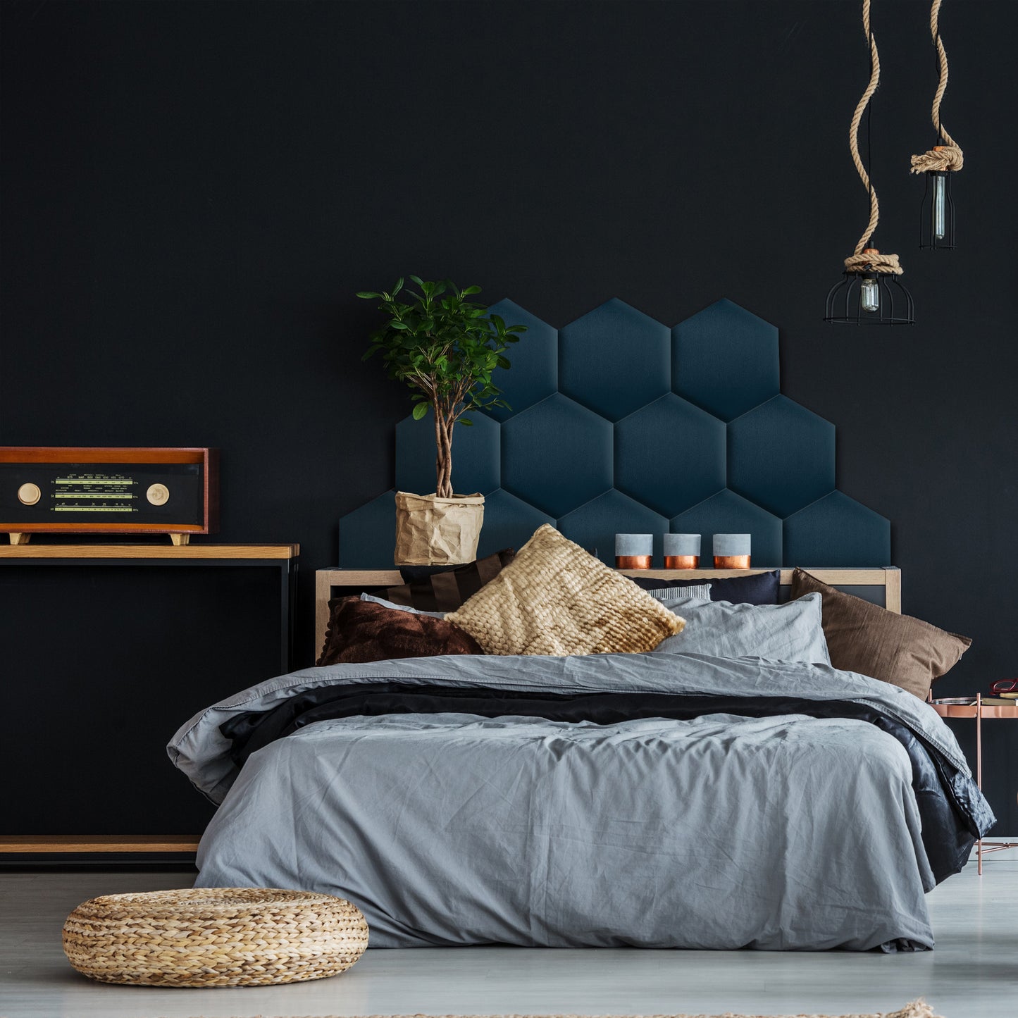 Upholstered Panel Navy Blue