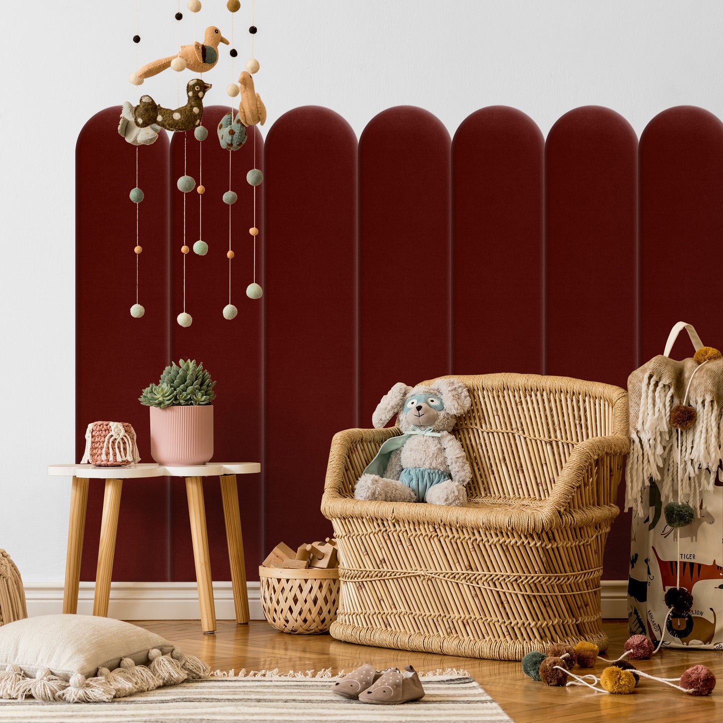 Upholstered Panel Maroon 20cm