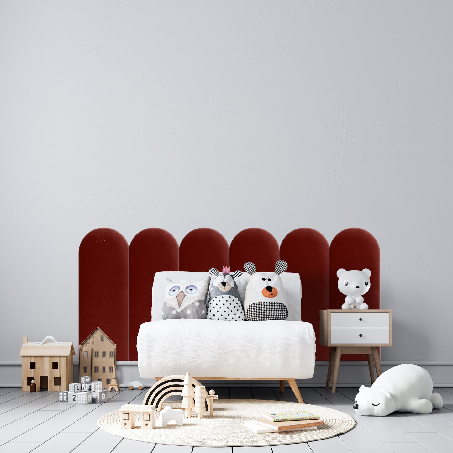 Upholstered Panel Maroon 30cm