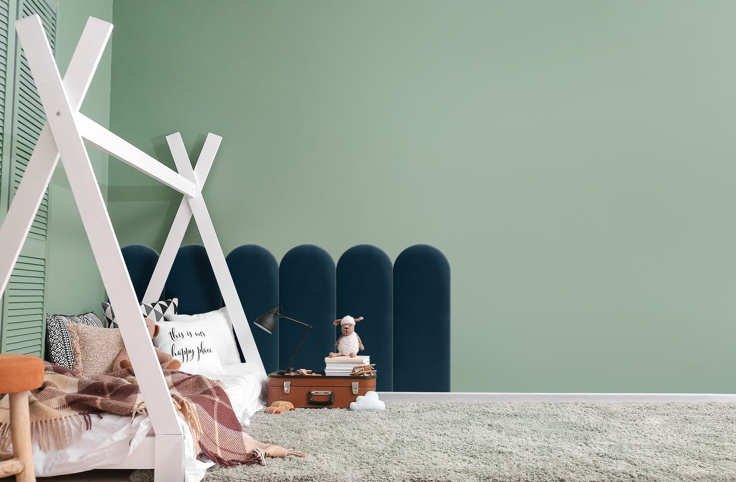 Upholstered Panel Navy Blue 30cm